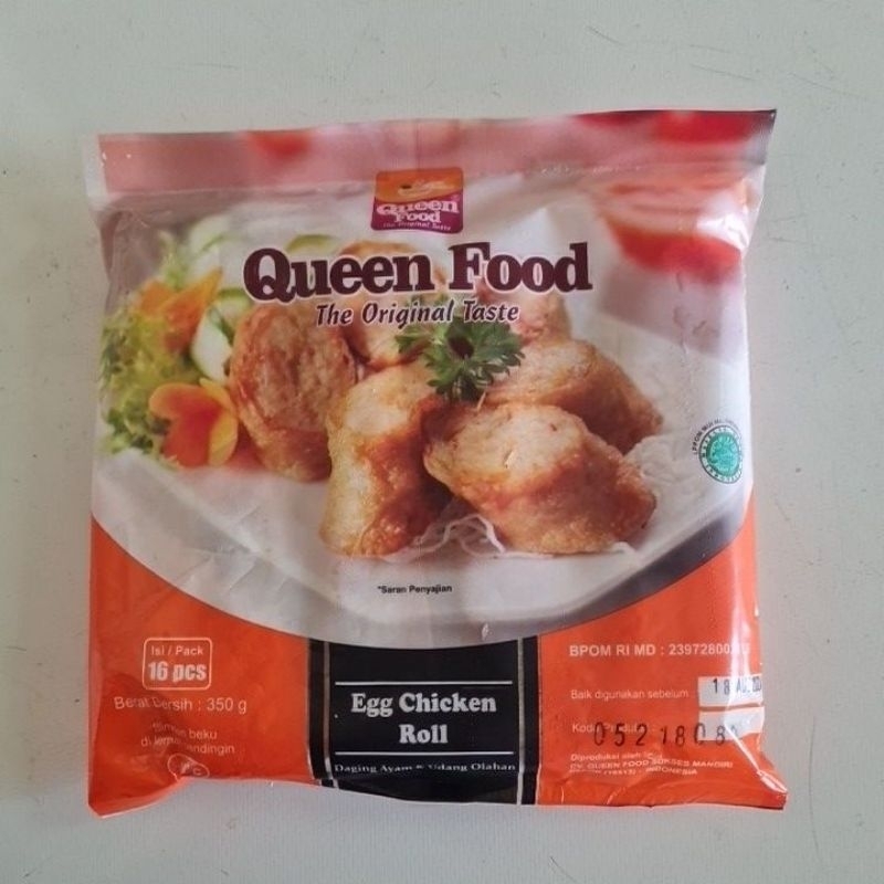 

Queen Food Egg Chicken Roll Daging Ayam & Udang Olahan 350gram isi 16pcs Kemasan Baru