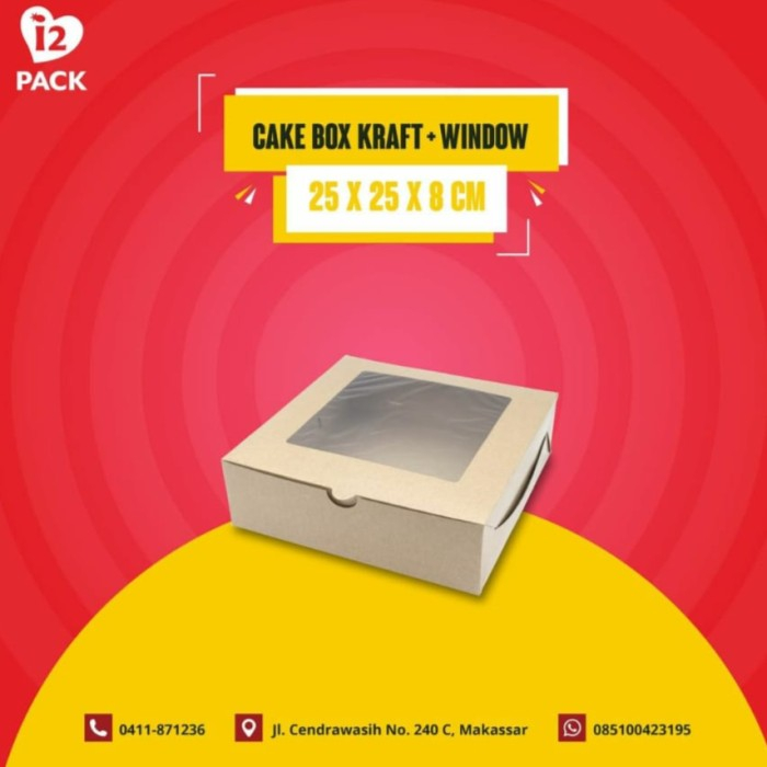 DOS KUE MIKA ALAS LAMINASI / CAKE BOX / DOS KUE KRAFT WINDOW 25X25X8