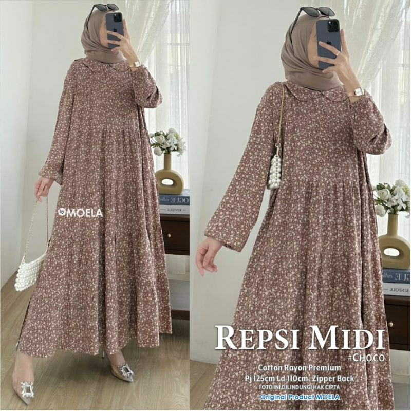REPSI MIDI DRESS MOTIF PREMIUM BERLABEL MOELA