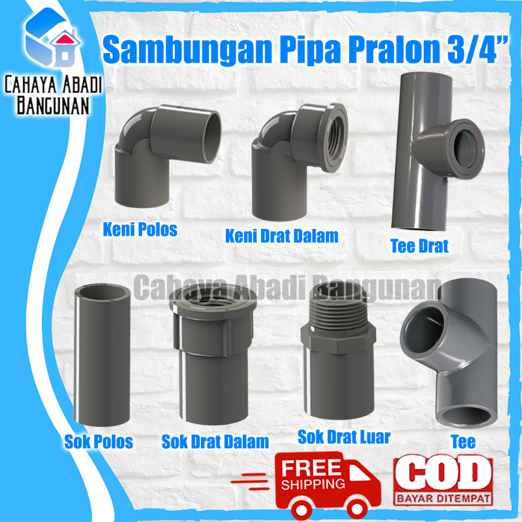 Sambungan Pipa Sok Keni Tee Drat Luar Dalam 3/4 Inch