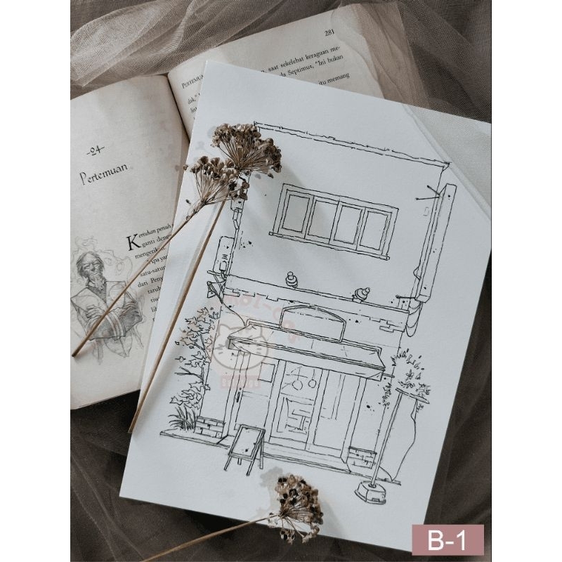 

Watercolor paper japanese store / architecture Tipe - B