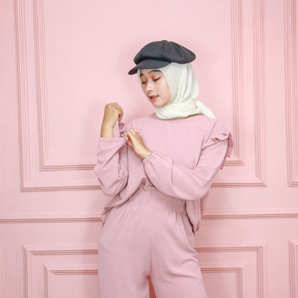 Setelan Wanita Set Nadia Cringkle Premium ( Atasan+Pants )