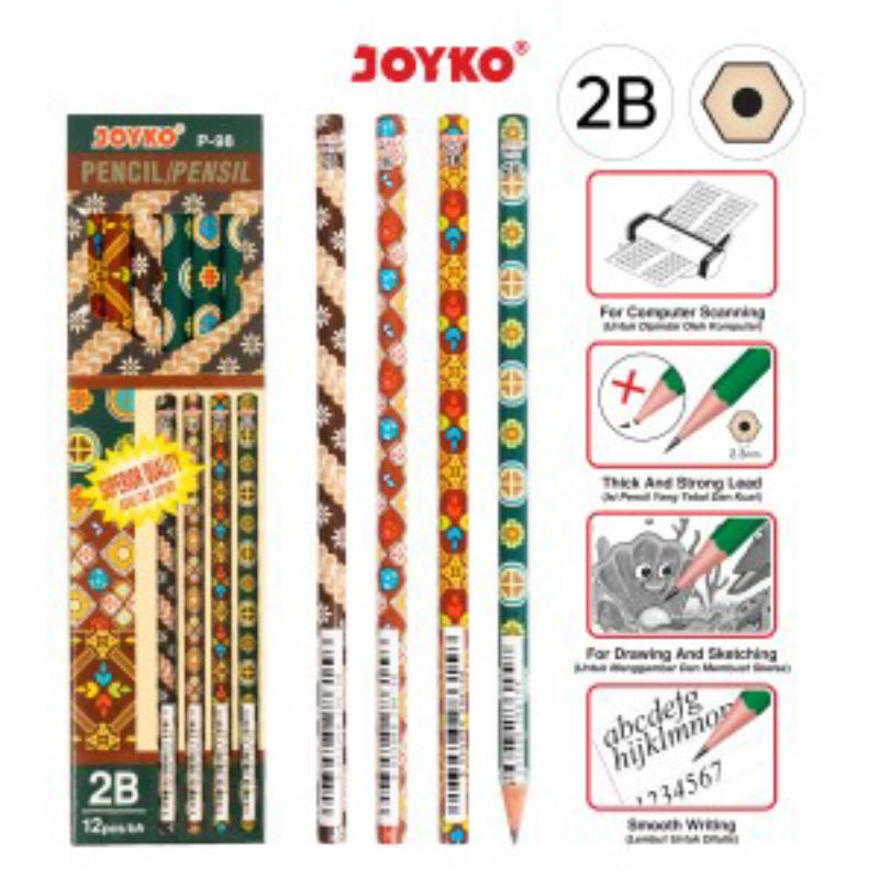 

Joyko Pensil Kayu 2B P-98 / 12 Pcs