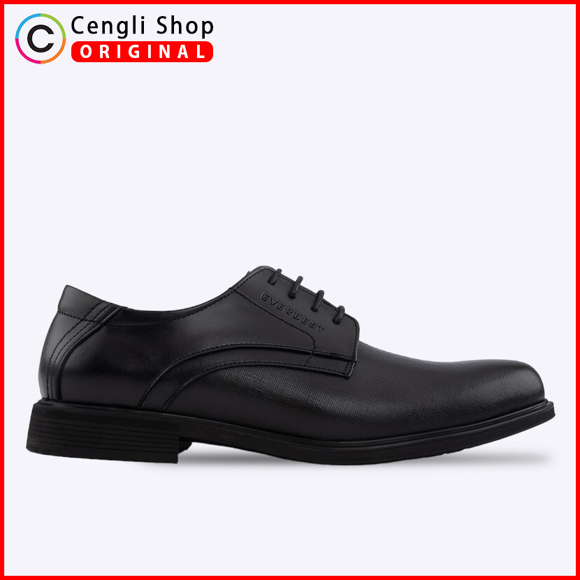 EM95 SEPATU PANTOFEL PRIA EVERBEST ORIGINAL FORMAL DERBY KULIT HITAM