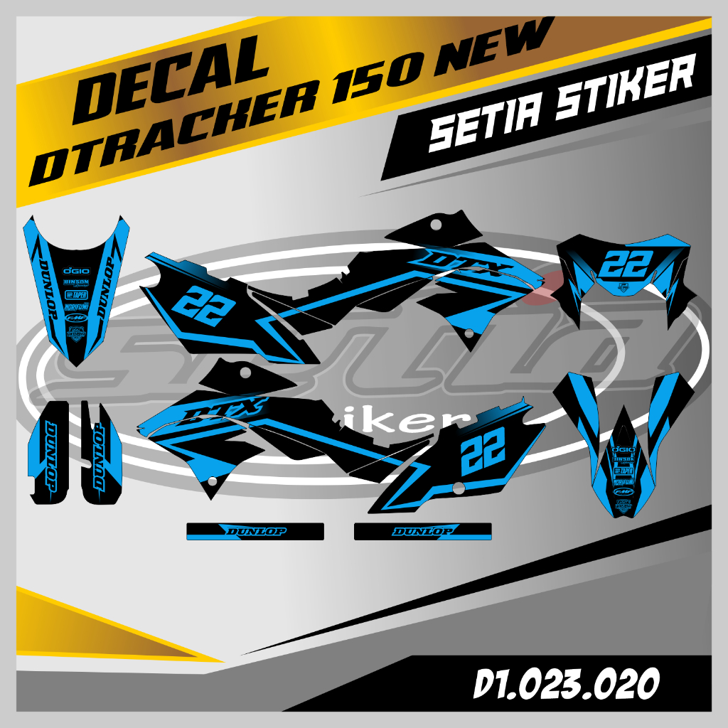 DECAL DTRACKER 150 NEW, BIRU MUDA SUPERMOTO, TRAIL, DESAIN BEBAS CUSTOM BARU (D1.023.020)