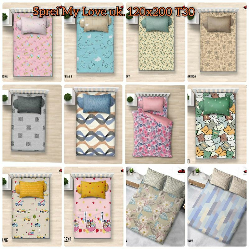 Sprei All New My Love uk 120x200 tinggi 30cm sprei single karakter sprei minimalis