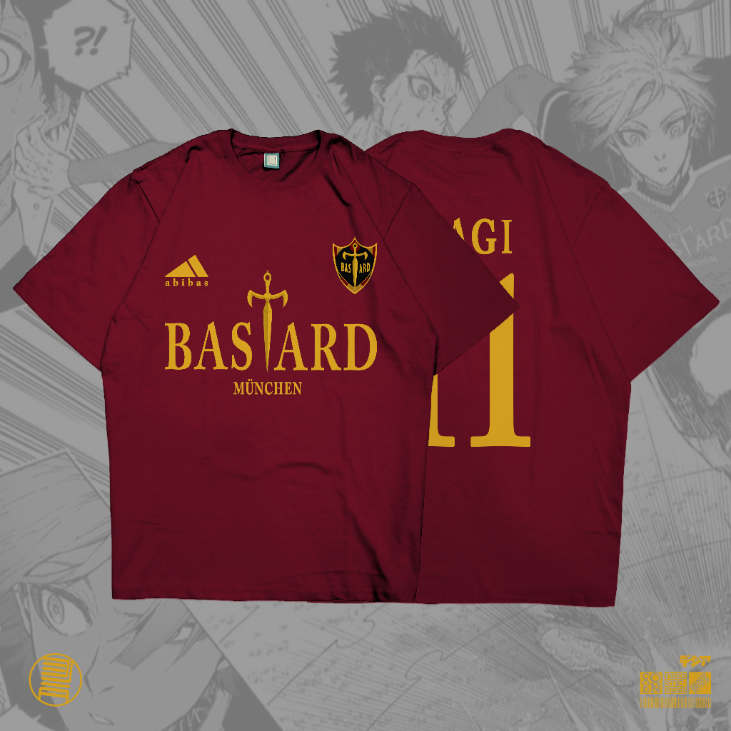 Bastard Munchen Isagi Kaiser Blue Lock Jersey Kaos Anime Manga Baju Wibu T-Shirt Jepang DJA Cloth