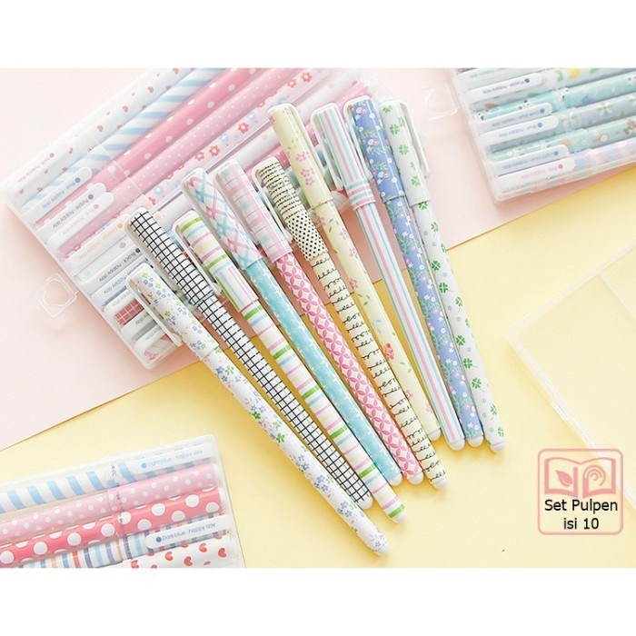 

little jumbo pulpen gel motif 1 set 10 warna tulisan lucu imut/pulpen gel