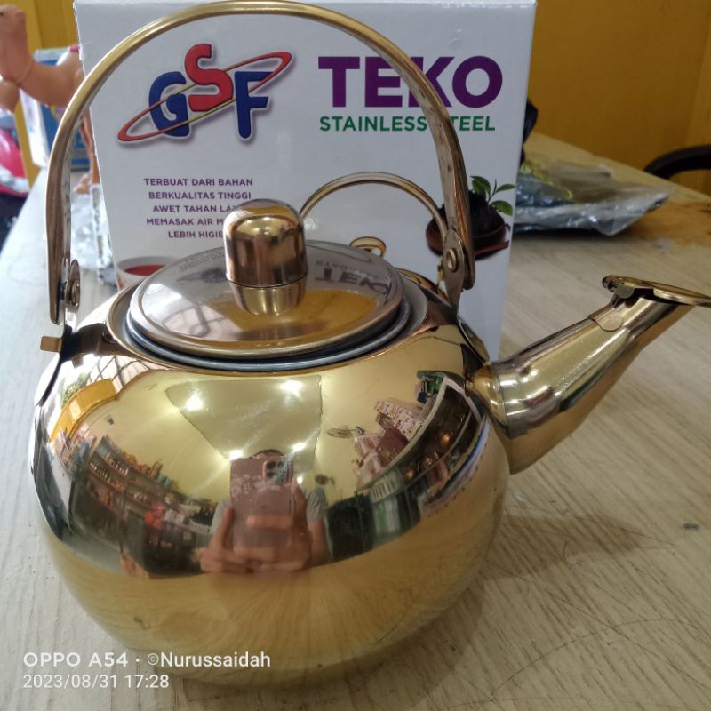 Teko Stainless Warna Gold Oleh Oleh Haji Umroh