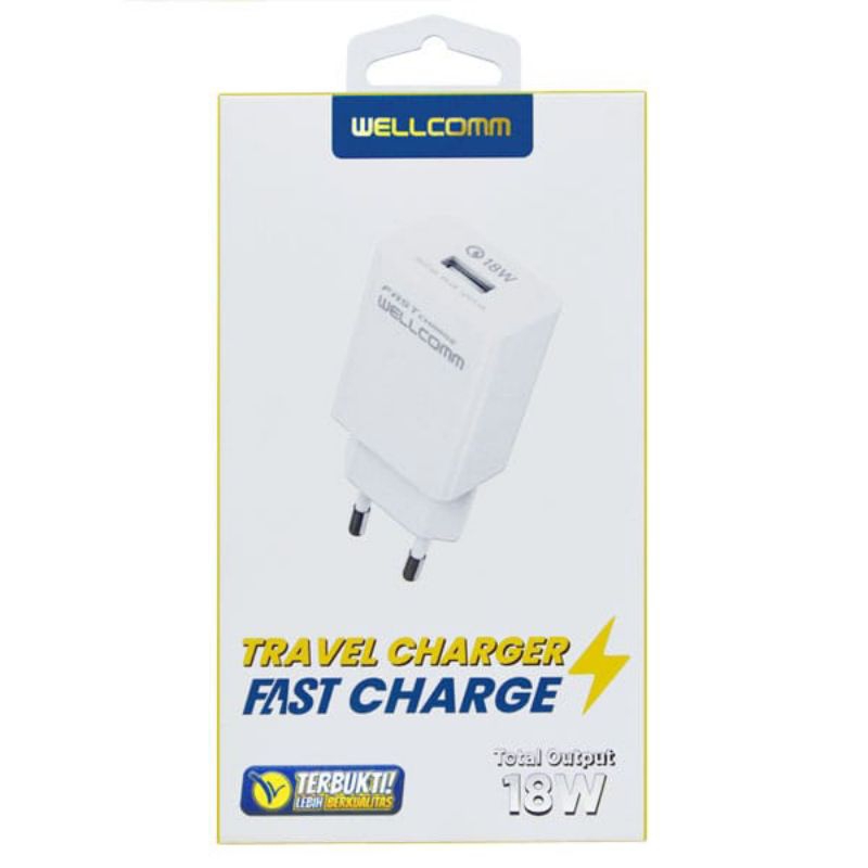 Charger Single Wellcomm Type-C 2.4A 18W Fast Charge B + Kabel Type-C