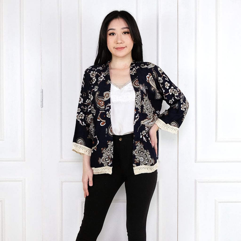 𝑱𝒂𝒌𝒂𝒓𝒕𝒂𝑭𝒂𝒔𝒉𝒊𝒐𝒏 BISA COD kardigan kimono rumbai katun etnik motif batik bohemian cardigan rumbai