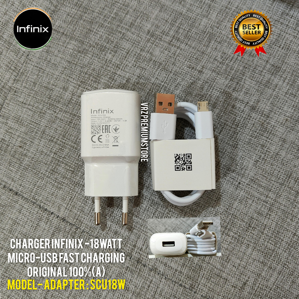 charger infinix 18w fast charging usb micro original 100%