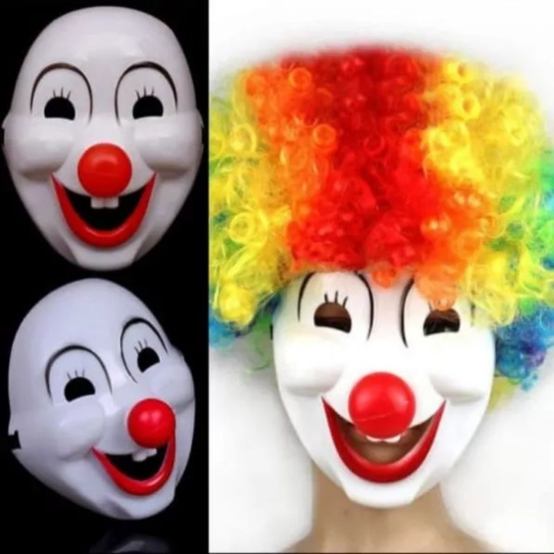 Brownshope / topeng badut wig rambut palsu / badut kribo warna warni