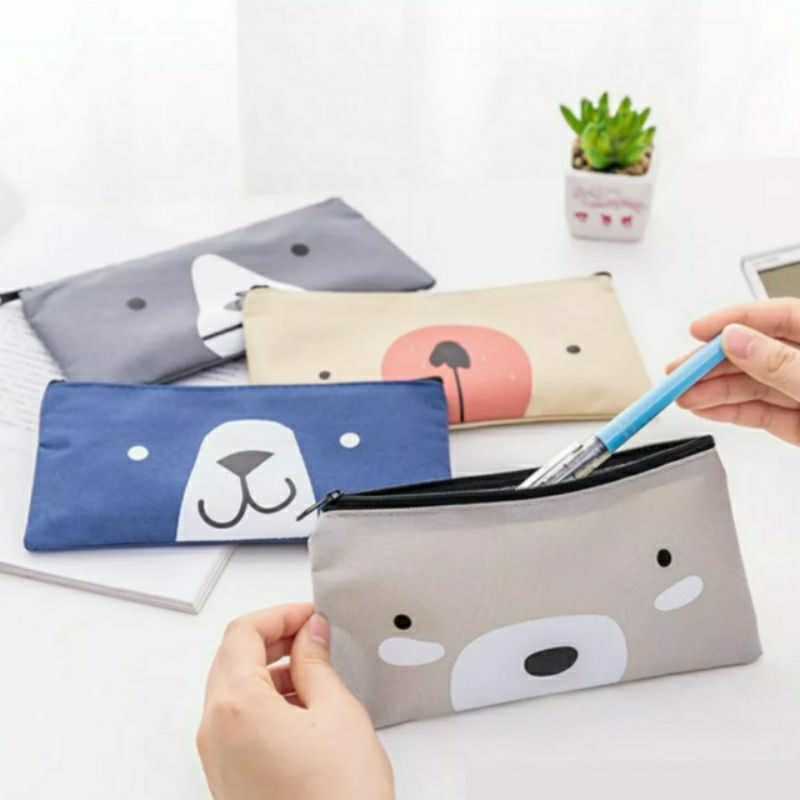 

RD Tempat Pensil Pulpen Kain Kanvas Karakter Hewan Lucu Kotak Pensil Serbaguna Motif Animal Dompet pouch make up kosmetik wanita Import