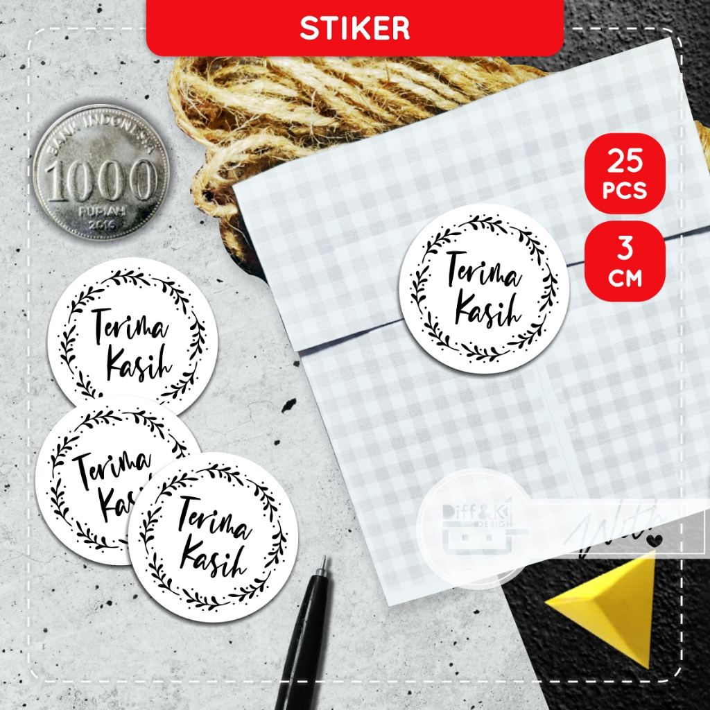 

Label Stiker Segel Terima Kasih Kecil Mini 3cm Gift Hitam Putih Monokrom Packaging Produk Olshop Wrapping