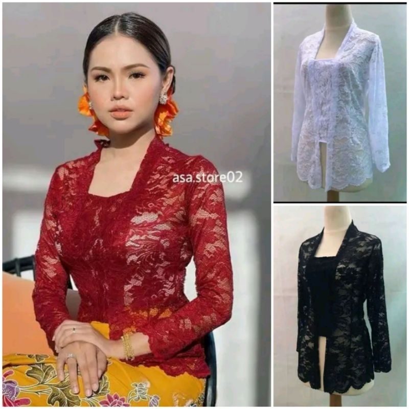 Kebaya Brokat Modern Wisuda Stretch Model Bet Lengan Panjang