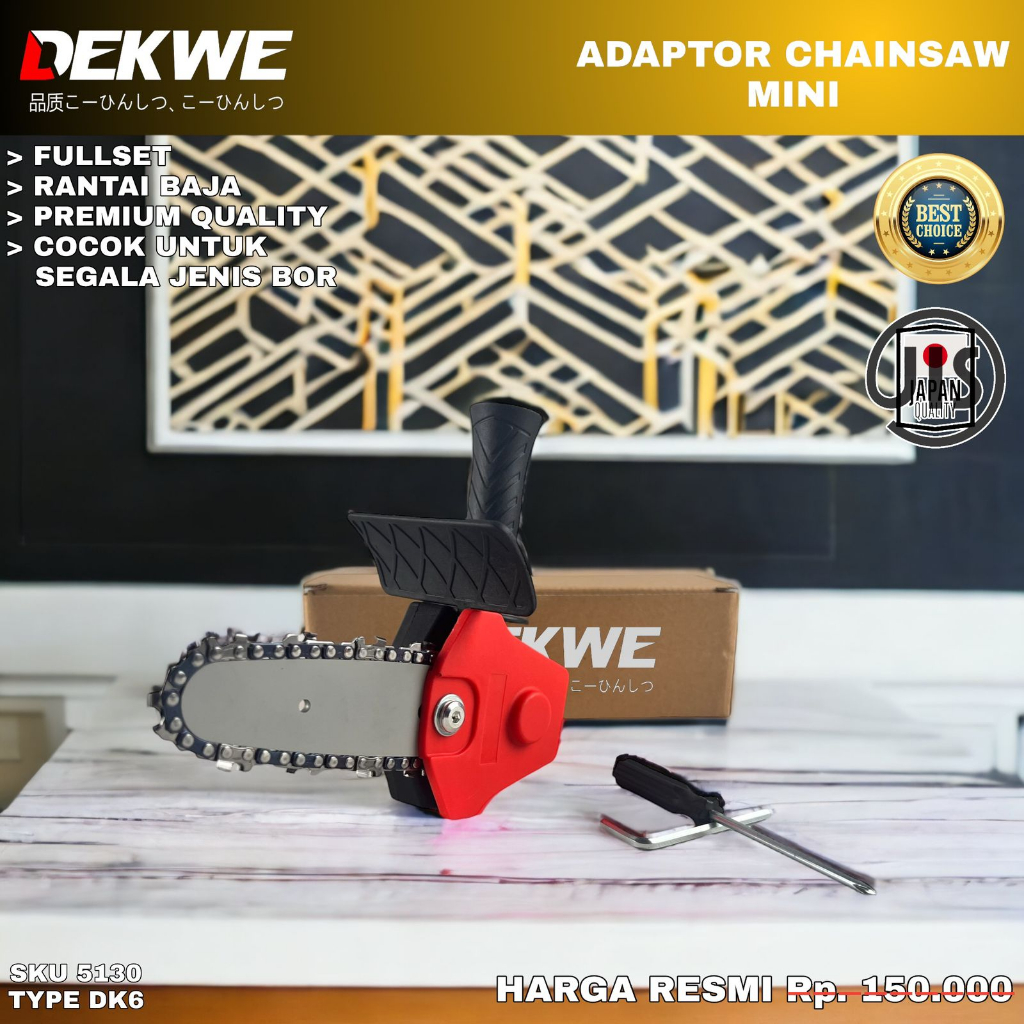 Adaptor Chainsaw Converter Senso DEKWE DK4 4Inch Drill Pada Bor Listrik Atau Baterai Kualitas Premium ORIGINAL