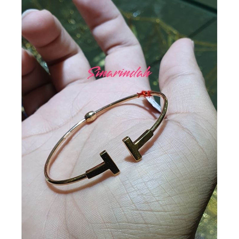 gelang bangle tfn polos full emas 750