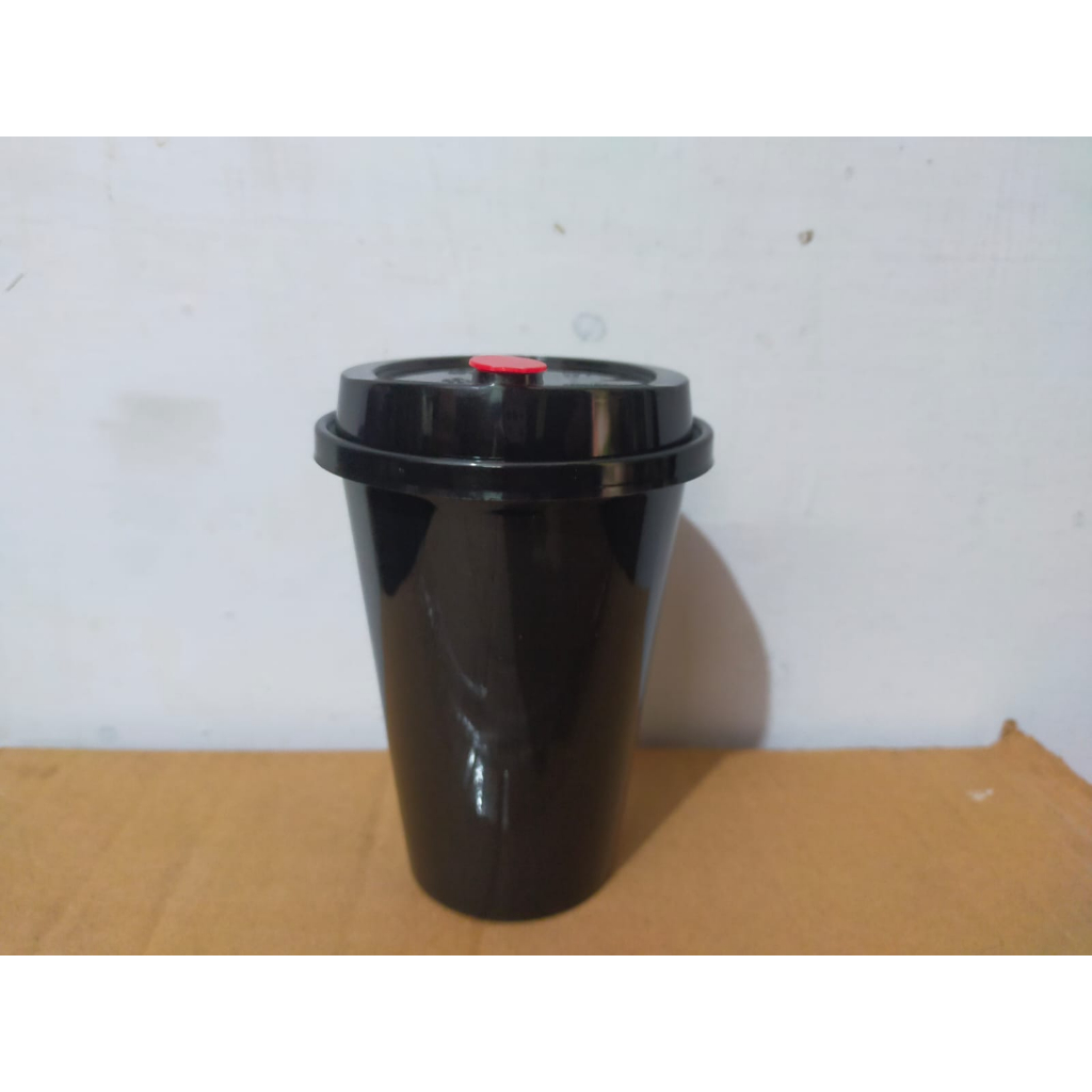 Plastik Cup Boba 14 Oz Black Only Cup (25 pcs) / Cup Cheese Tea / Cup Injection