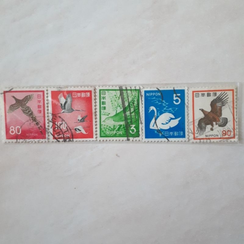 

(A) Perangko Jepang Fauna Flora and Culture Heritage Tema Burung Tahun 1961-1989 set 5pcs