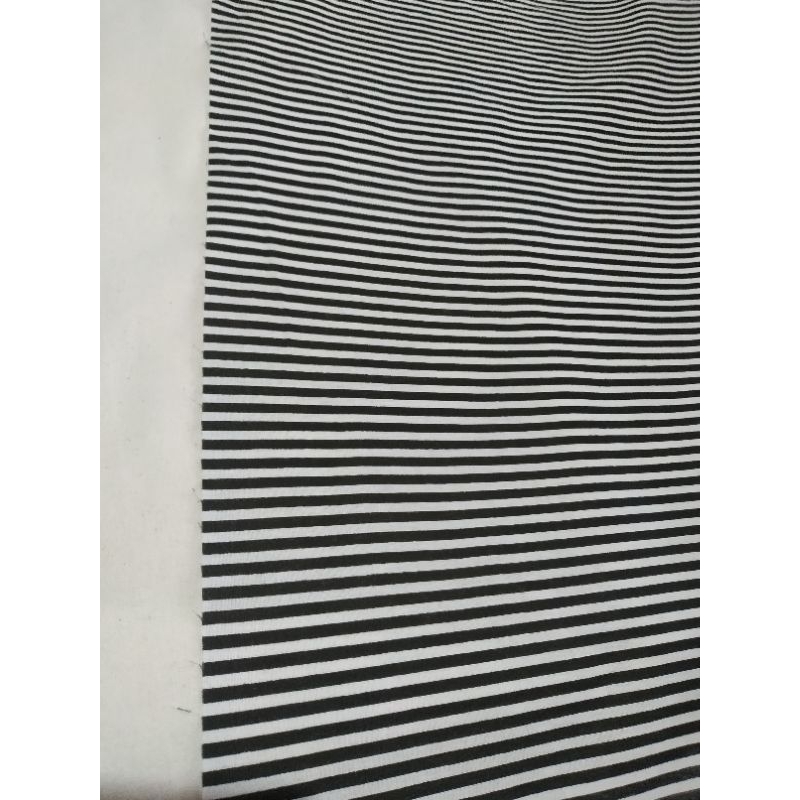 Bahan Kain Katun motif Salur Hitam Putih II / cotton lurik halus murah