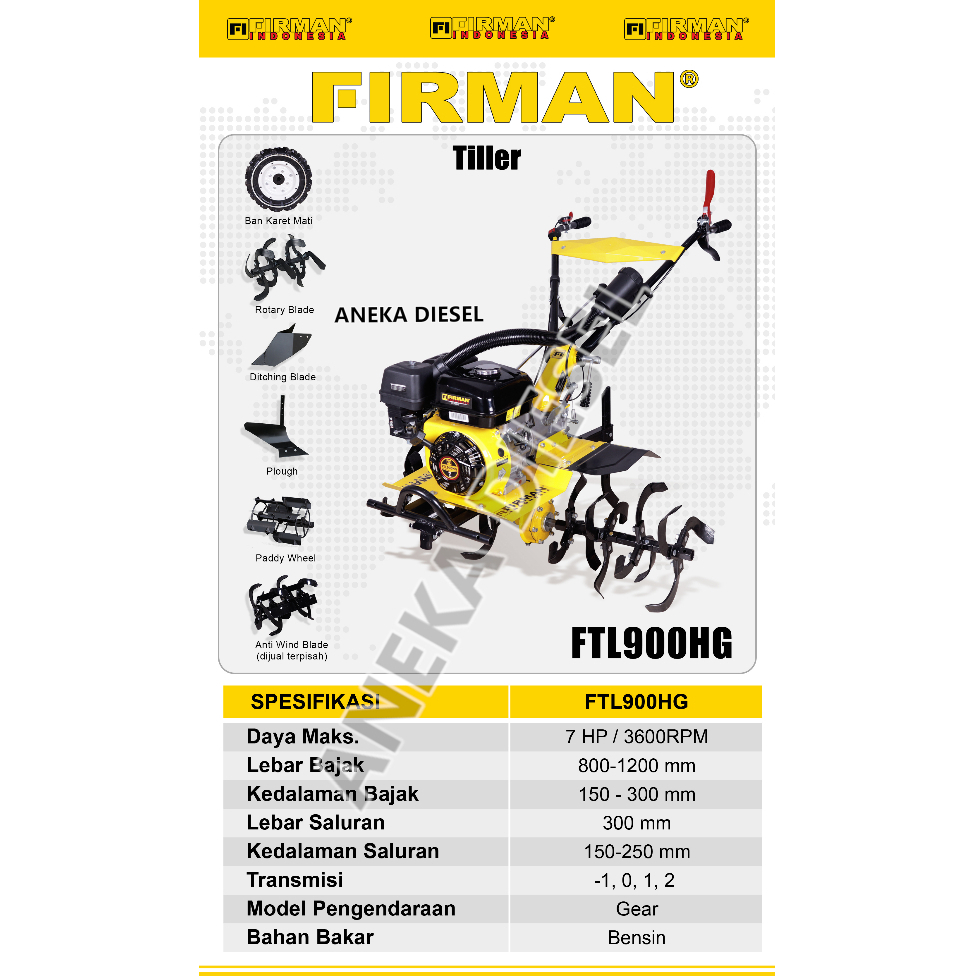 Mesin Bajak Ladang Sawah Traktor Bensin FIRMAN FTL 900HG Cultivator Tiller Machine FTL 900HG FIRMAN