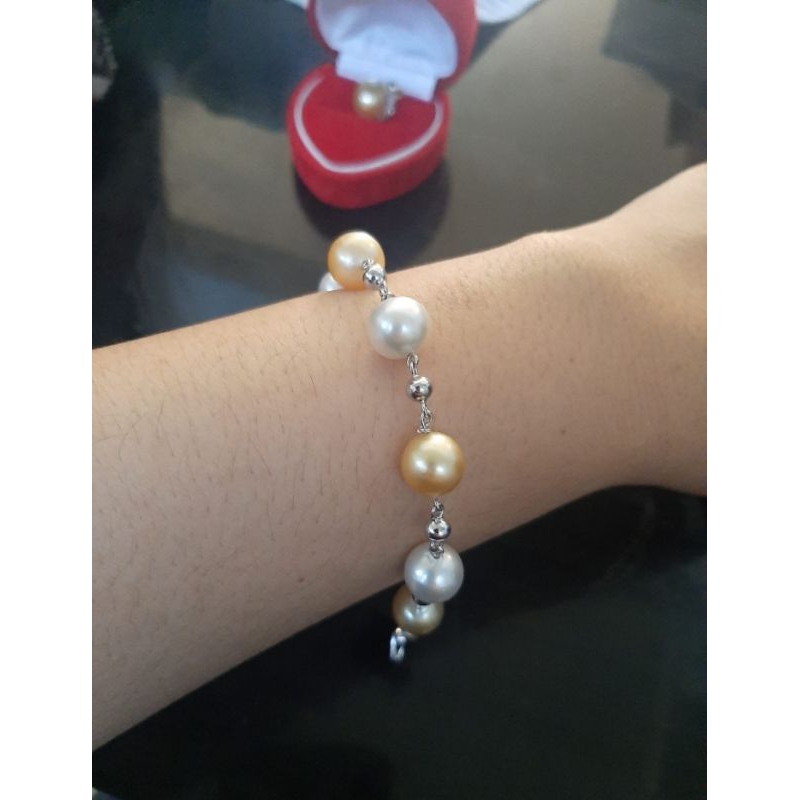 gelang perak crom emas putih mutiara laut gelang mutiara laut gelang perak gelang emas putih