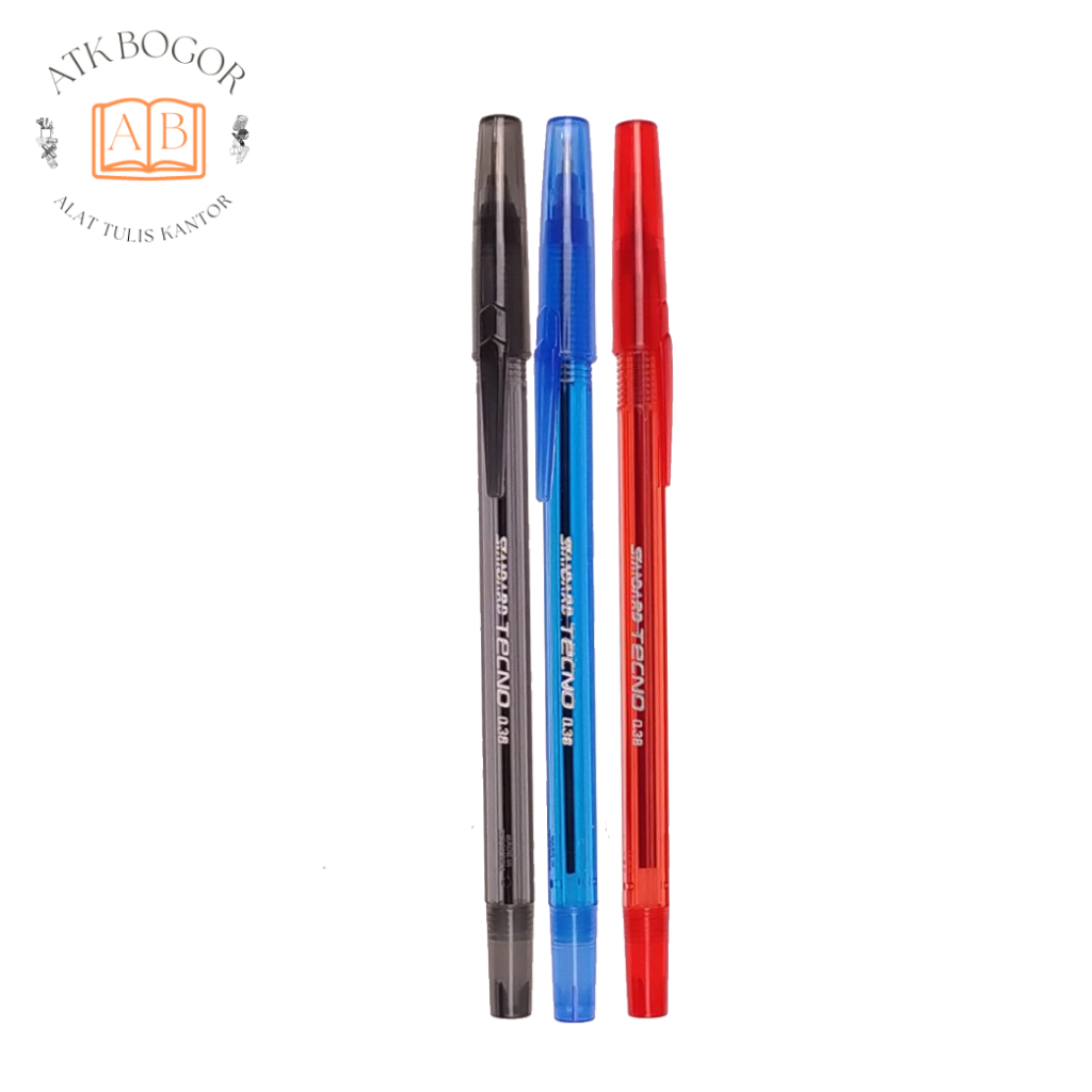 

Pulpen Semi Jel Ukuran 0.38 Tinta Hitam / Biru / Merah Standard Tecno Oil Gel Ballpoint Pen - Isi 1 Pack / 12 Pcs