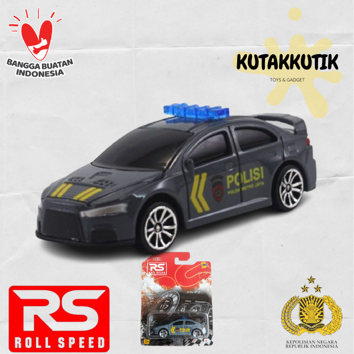 Mainan Mobil Polisi Indonesia Diecast Rs Roll Speed 1:64 Mobil Sedan Mitsubishi Lancer Polisi City