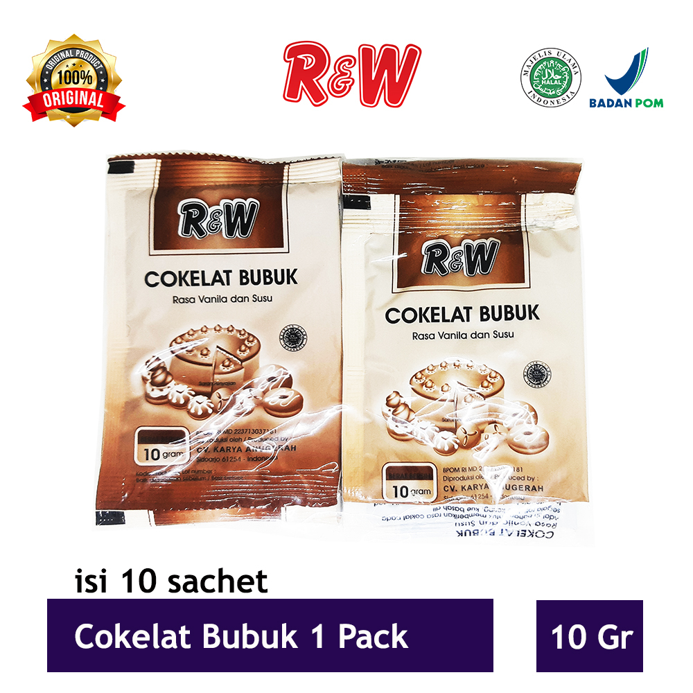 

TERMURAH! Coklat Bubuk R&W 10 grm isi 10 sachet Rasa Vanila dan Susu