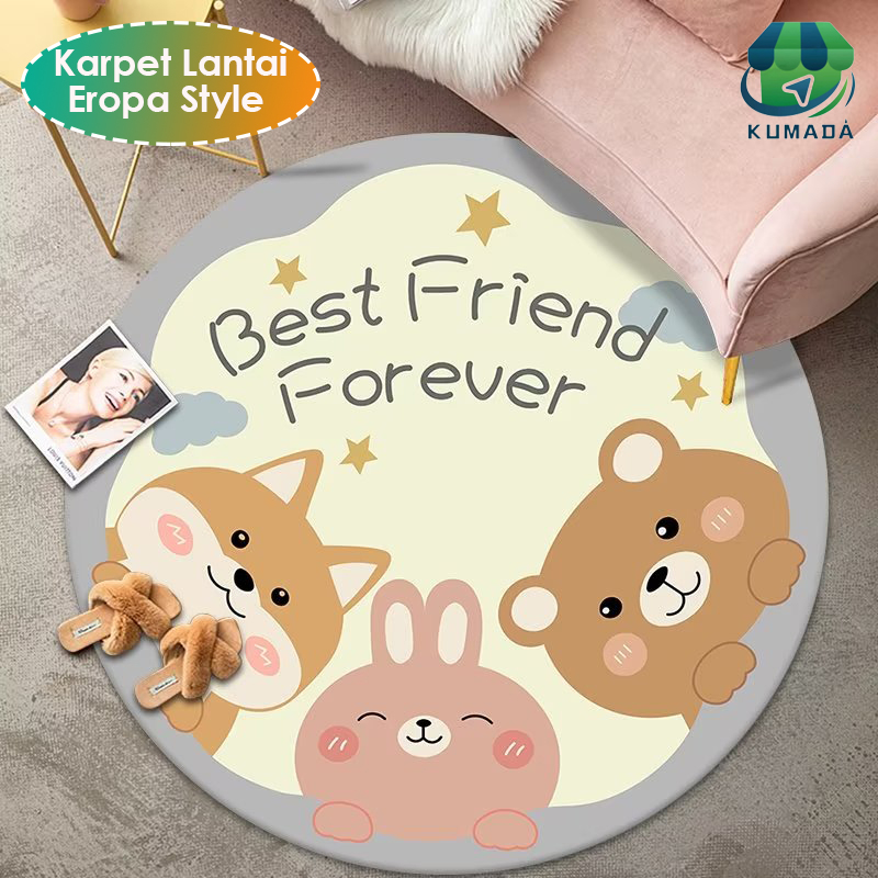KARPET BULAT MODERN MINIMALIS KARAKTER LUCU DIAMETER 100CM