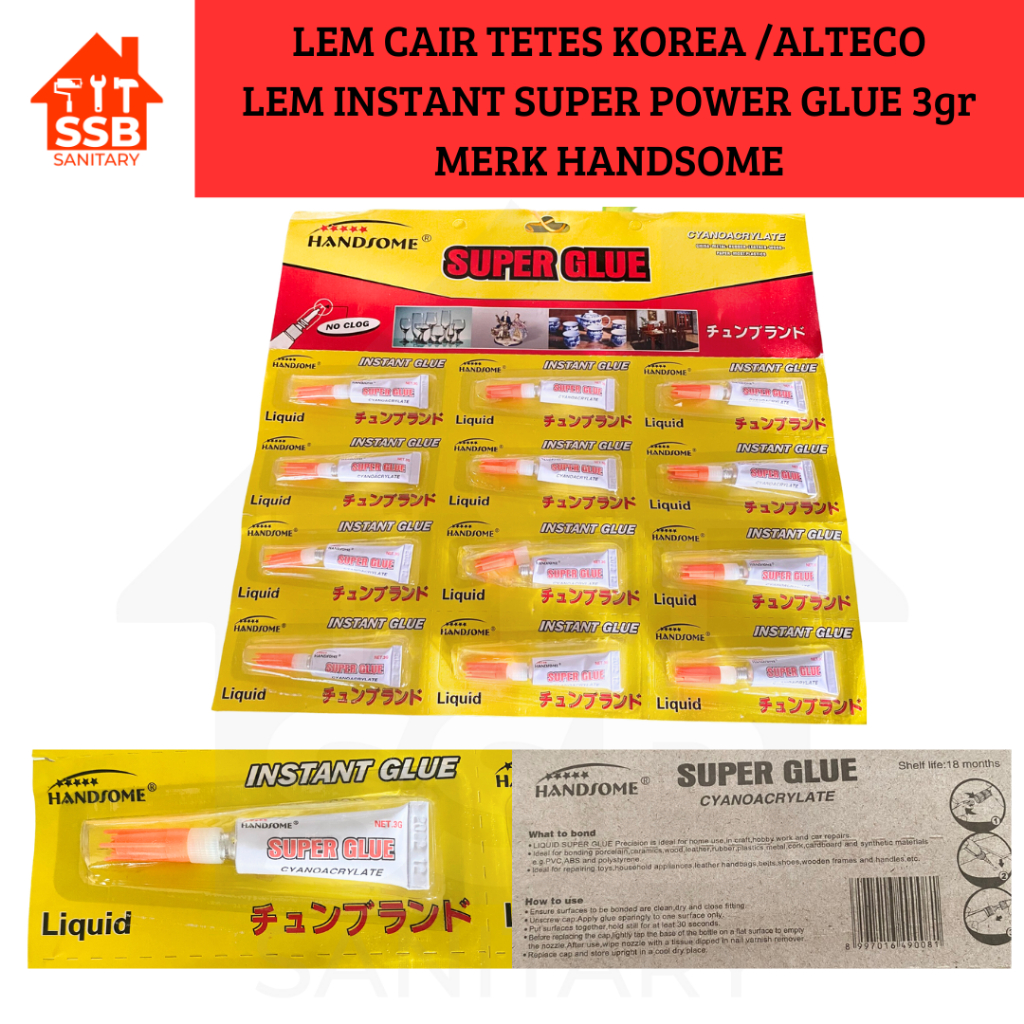 

LEM CAIR TETES KOREA BUKAN ALTECO ISNTANT SUPER POWER GLUE 3gr MERK HANDSOME