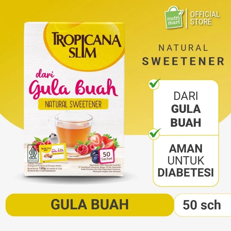 

(FREE SISIR) Tropicana slim sweetener 50 sachet : Gula Aren,Gula Buah,Diabetx,Classic.