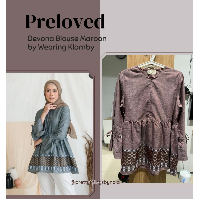 preloved atasan blouse tunik devona blouse wearing klamby warna maroon