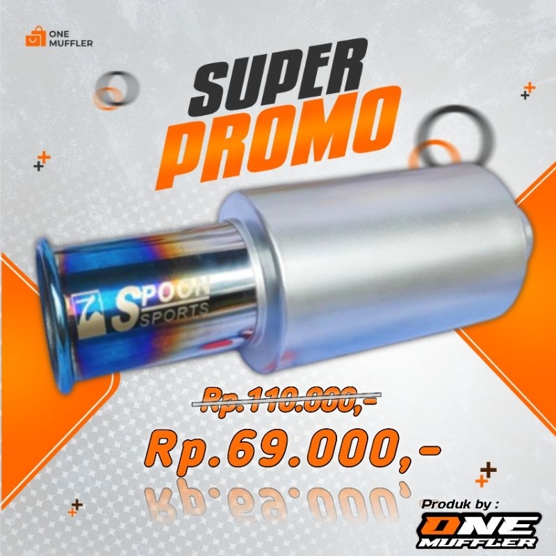 Knalpot Mobil Racing SPOON SPORT BLUE Semi Stainless Muffler Ujung Variasi Tabung Kenalpot Mufler Mo