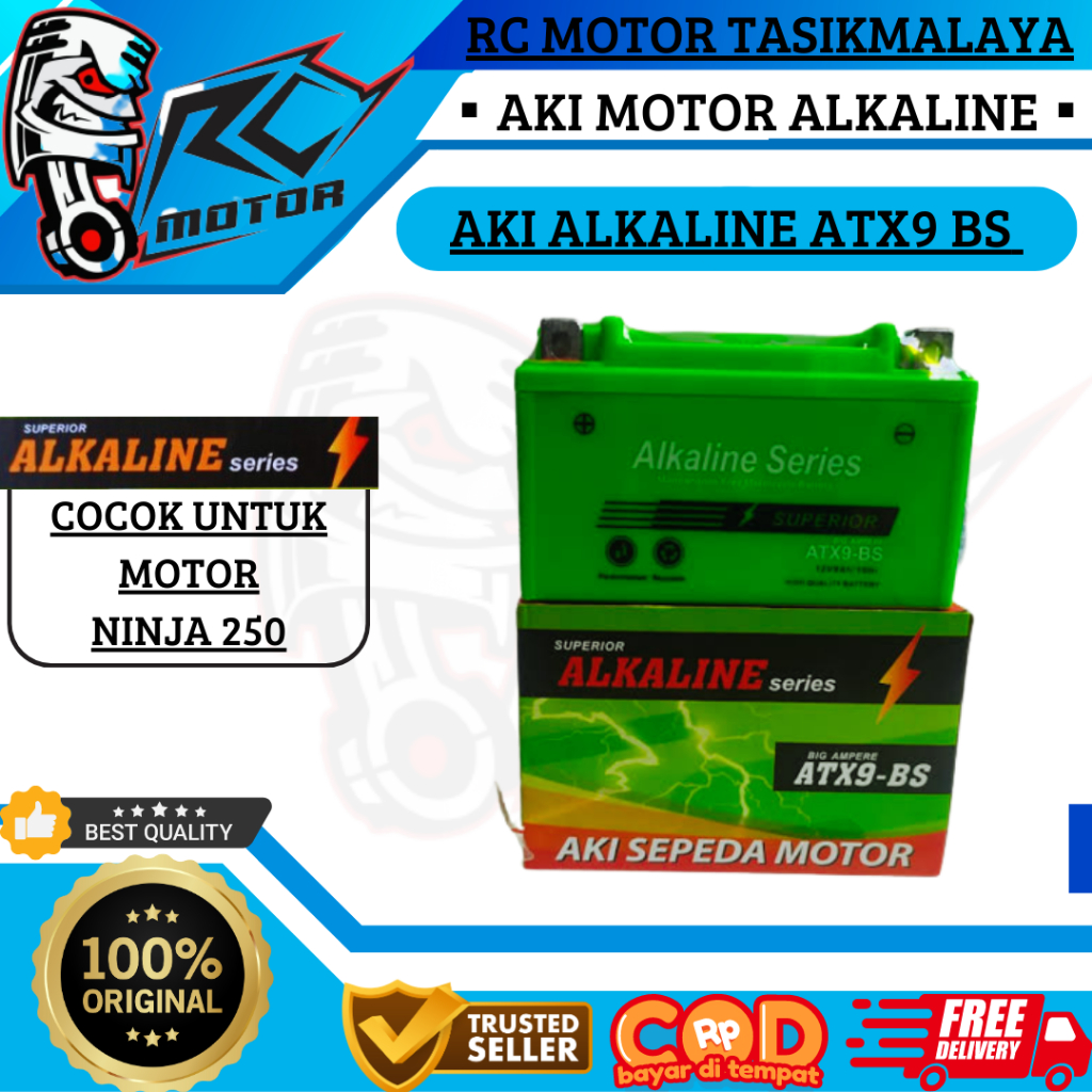 AKI KERING NINJA 250. AKI KERING ALKALINE ATX9-BS BIG Ampere 12V9Ah/10Hr