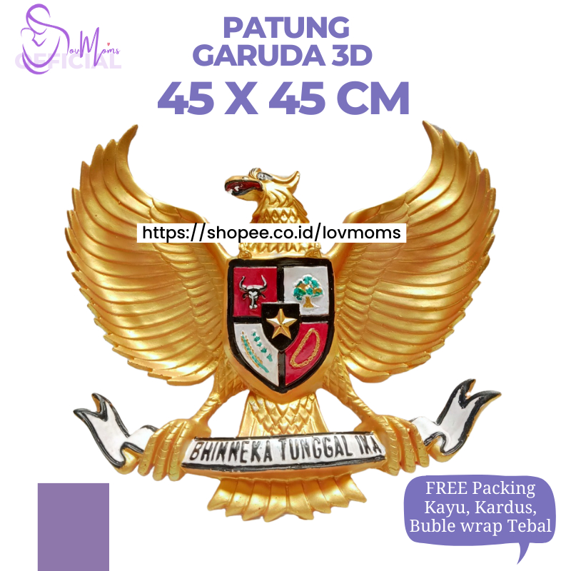 Hiasan Dinding Garuda Pancasila 3 Dimensi Lambang Negara Fiber Logo Burung Garuda Gold Timbul