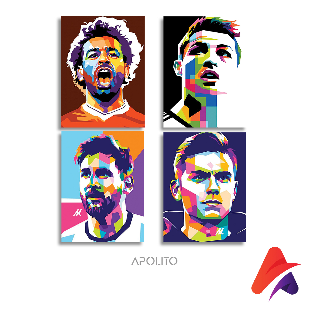 HIASAN DINDING SEPAKBOLA PAJANGAN WALLDECOR 15X20 POSTER KAYU GAMBAR MESSI RONALDO DYBALA M SALAH