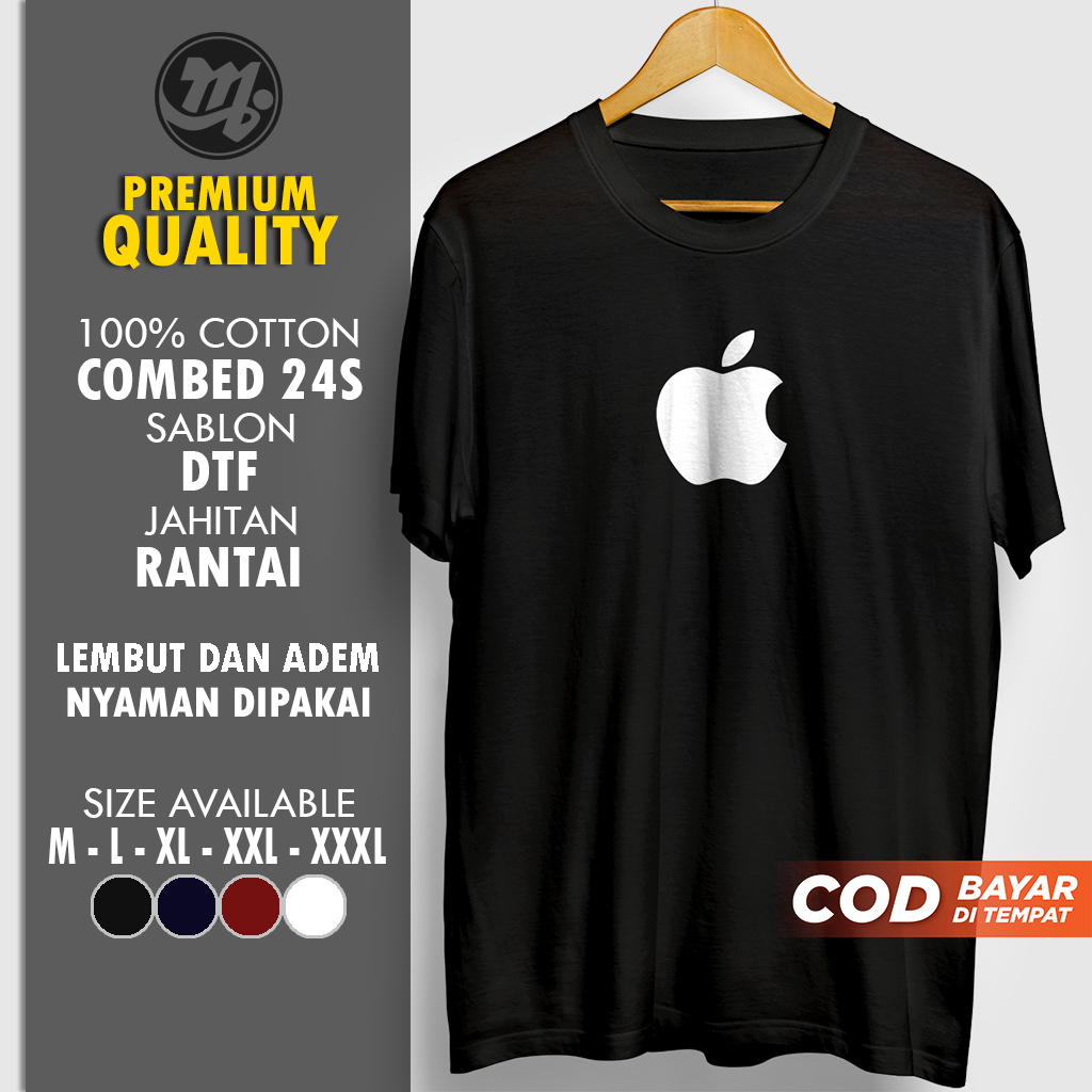 Baju Kaos Logo Brand Merk Merek Apple Distro Atasan Pakaian Pria Cowok Dewasa Premium Jumbo Keren