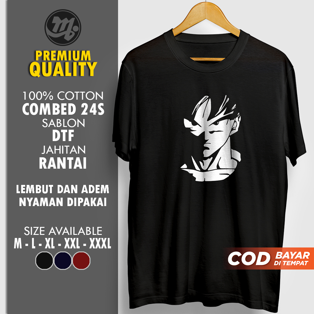 Kaos Dragon Ball Anime Pria Cowok Distro Oblong Dewasa Ori Branded Premium Brand Songoku Siluet Jumb