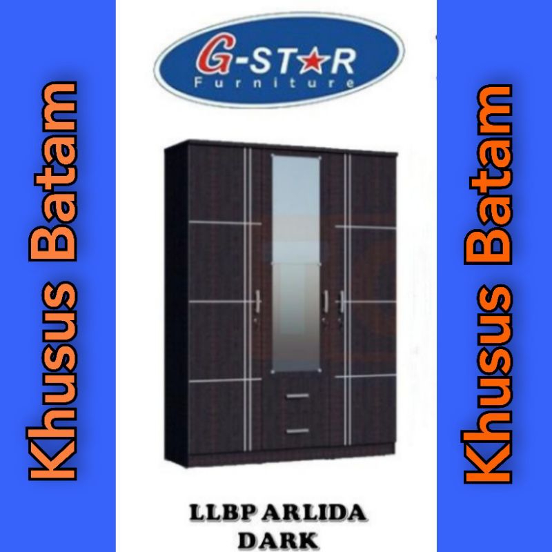 GSTAR LEMARI PAKAIAN 3PINTU LLBP ARLIDA DARK/lemari pakaian 3pintu (KHUSUS BATAM)