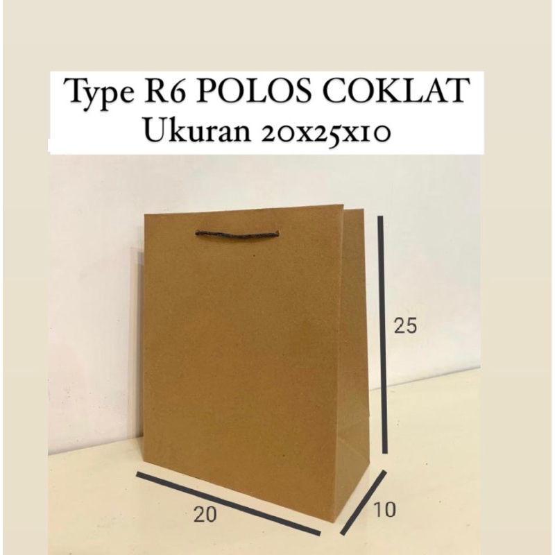 

PAPERBAG R7/R6 POLOS COKLAT,HITAM.hijau.merah UKURAN (20x25x10)
