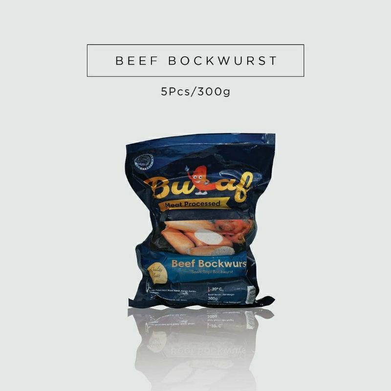 

BULAF BEEF BOCKWURST SOSIS NON MSG NON PENGAWET HALAL MUI