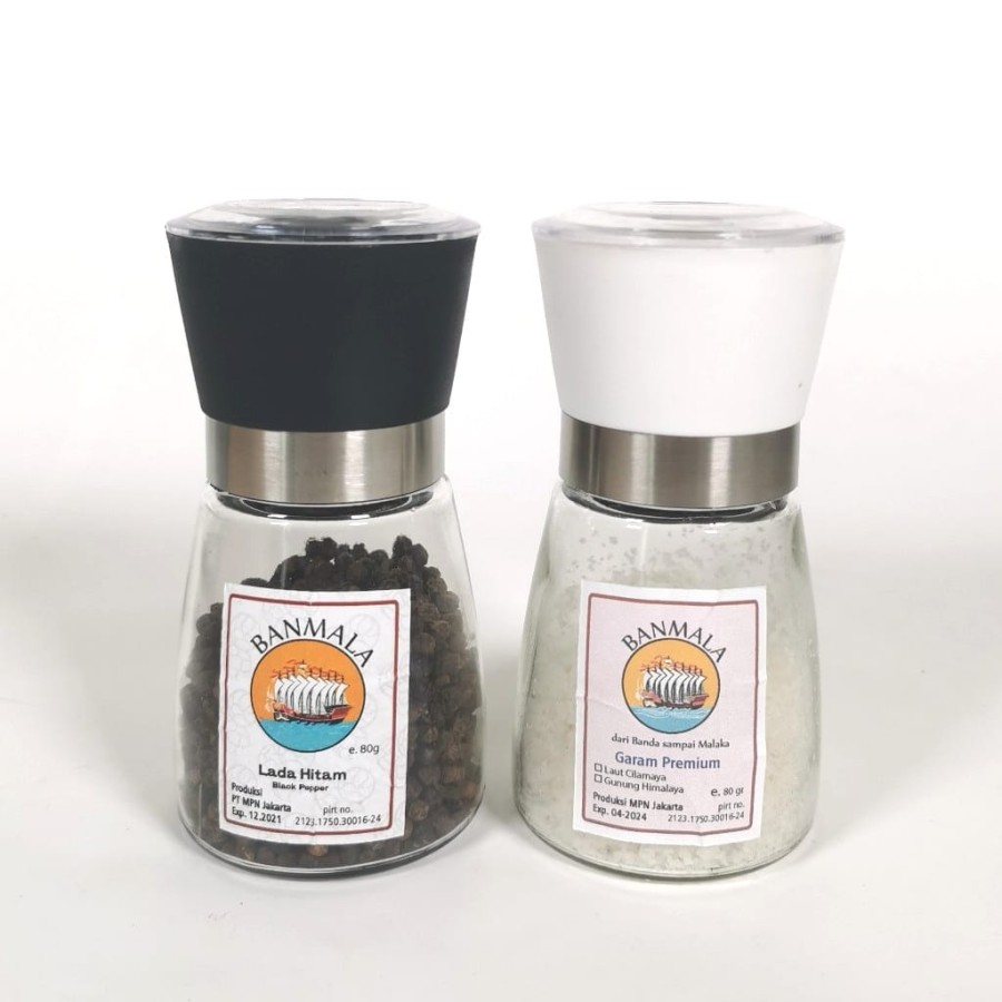 

Banmala Pepper and Salt Mill/Grinder paket duo Lada + Garam - L. Putih - L.Hitam+Garam P