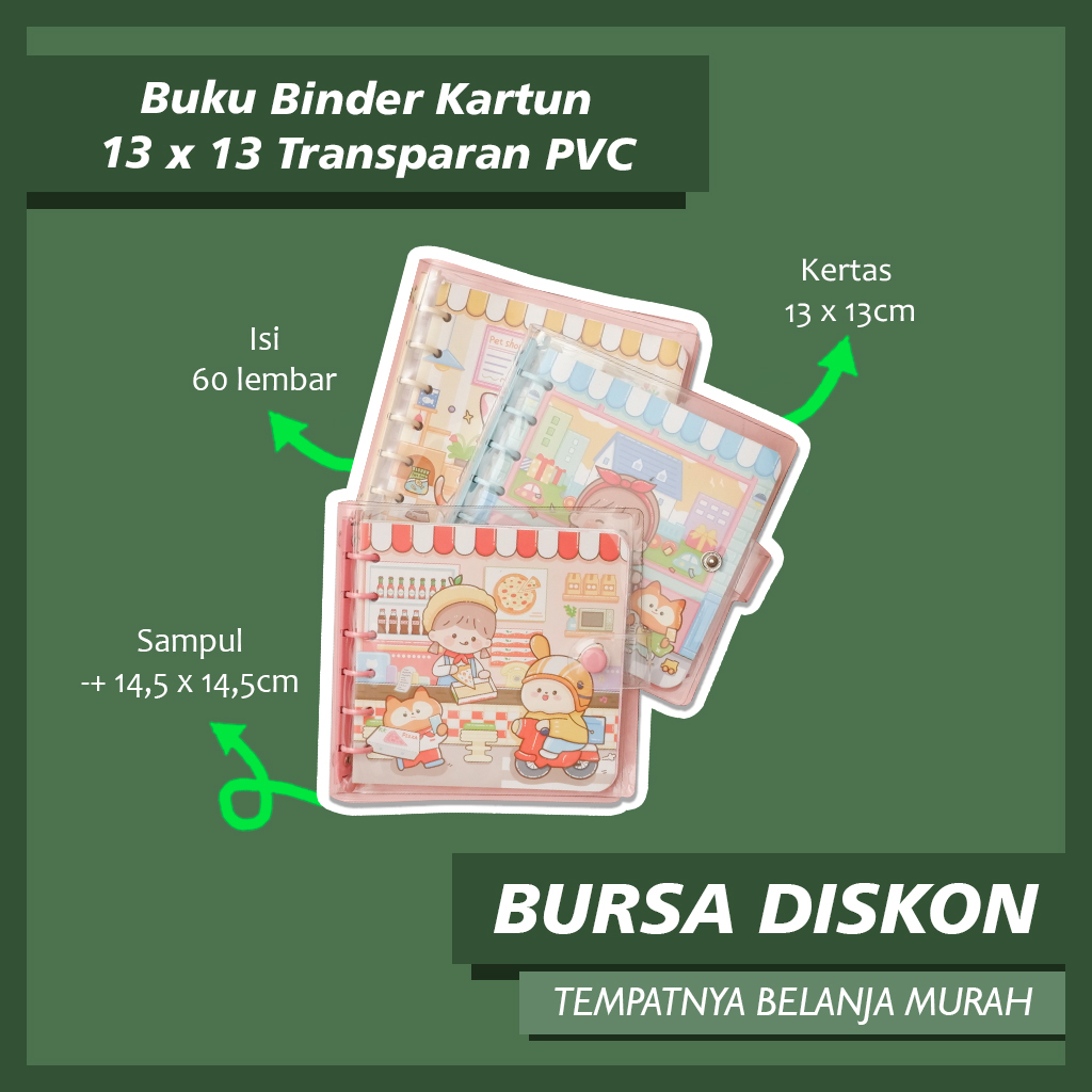 

Buku Binder Kartun 13 x 13 Transparan PVC Notebook Ring Mini Notebook Buku Tulis Catatan Agenda Bergaris Lucu Unik Catatan Anak Sekolah