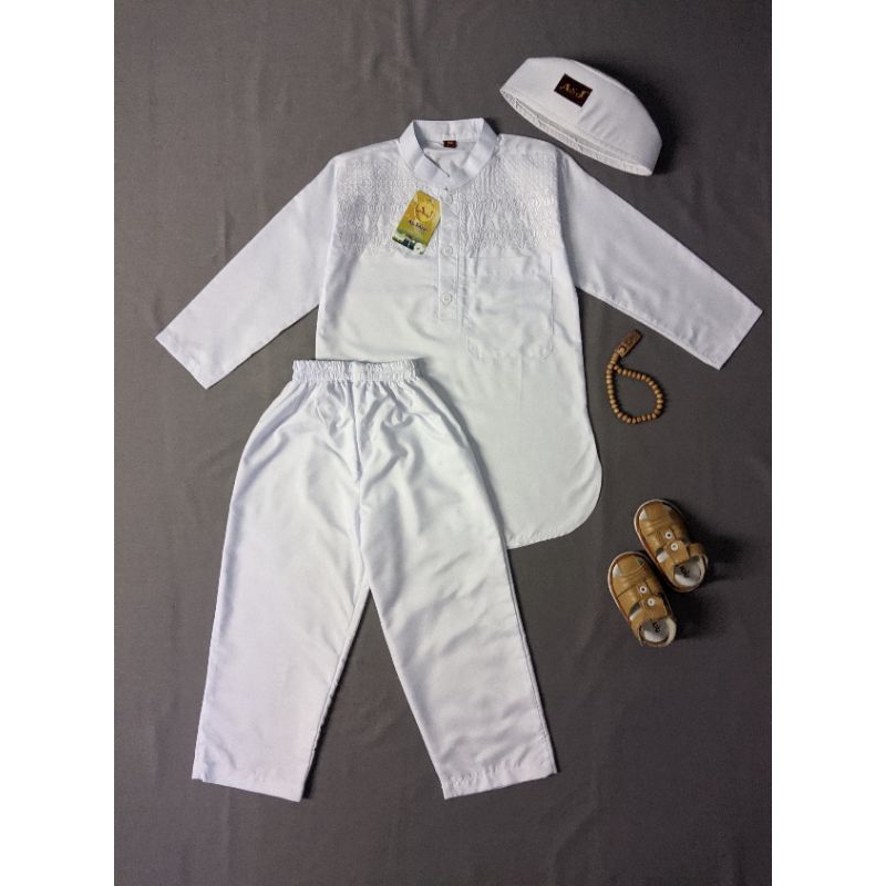 Koko Pakistan Anak A&J/Koko Kurta Warna Putih/Baju Muslim Anak Laki-Laki/Baju Muslim Anak Manasik Ha