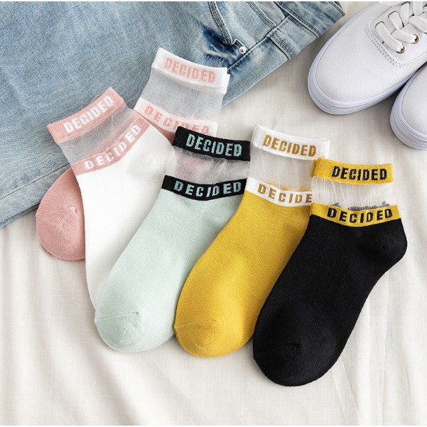 KAOS KAKI TRANSPARAN DECIDED WANITA FASHION KOREA TERLARIS