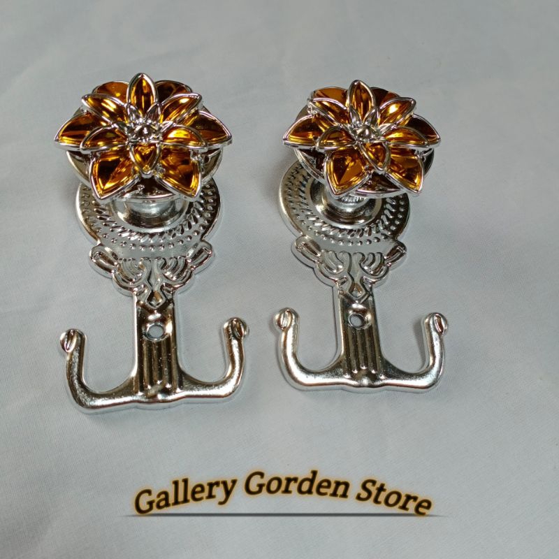 Hook cantolan tali gorden bahan besi motif bunga rose mawar Hook gorden mewah terbaru Kaitan Horden