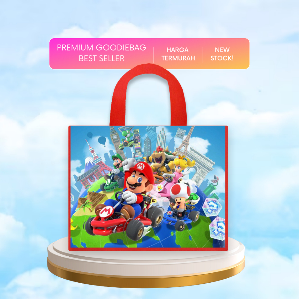 

[TURUN HARGA] Tas Ultah Super Mario Kart Luigi Princess Peach Premium Muat BOX KFC tas ulang tahun goodiebag
