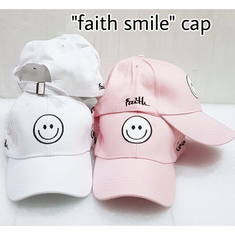 Topi Baseball Cap Topi Tumblr Bordir Emoji faith smile